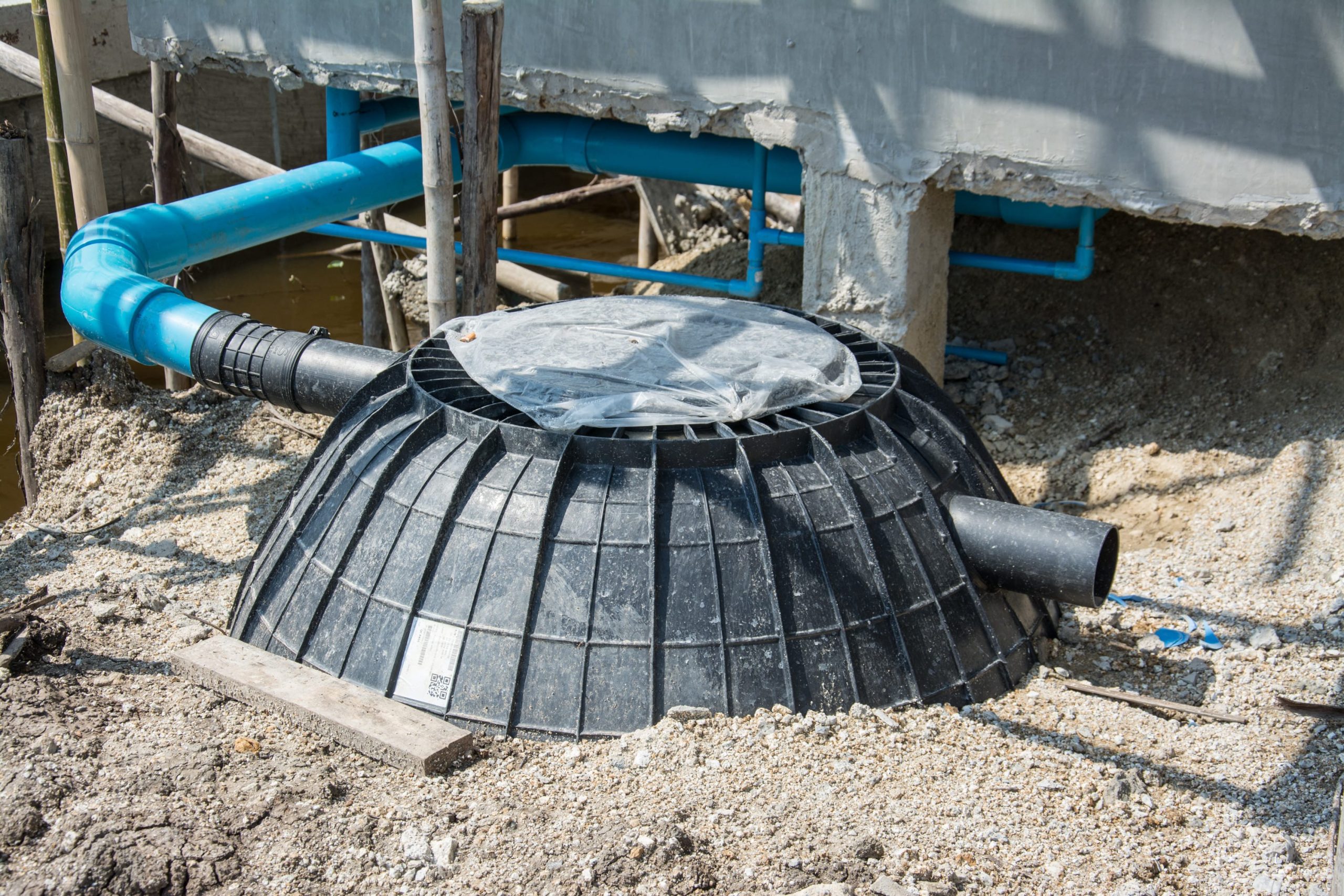 A septic tank installation on progress